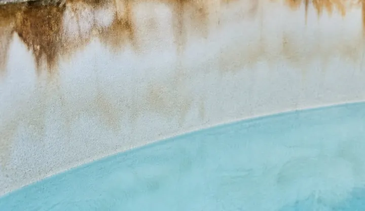 Stains visible on a swimming pool surface